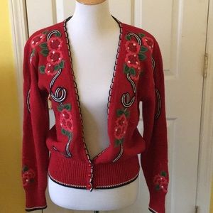 Herman Geist Hand Embroidered Floral Sweater